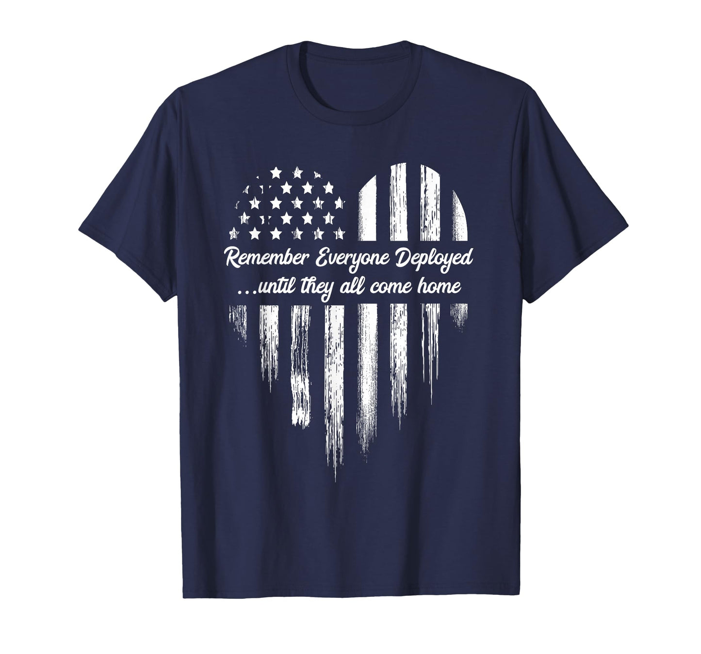 Red Friday Remember Everyone Deployed American Flag Heart T-Shirt Small