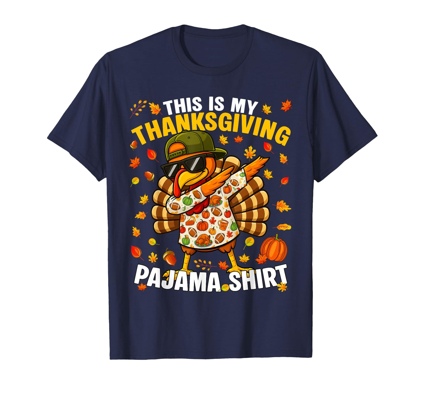 Funny Dabbing Turkey Thanksgiving Pajamas PJs Sports Boy Kid T-Shirt
