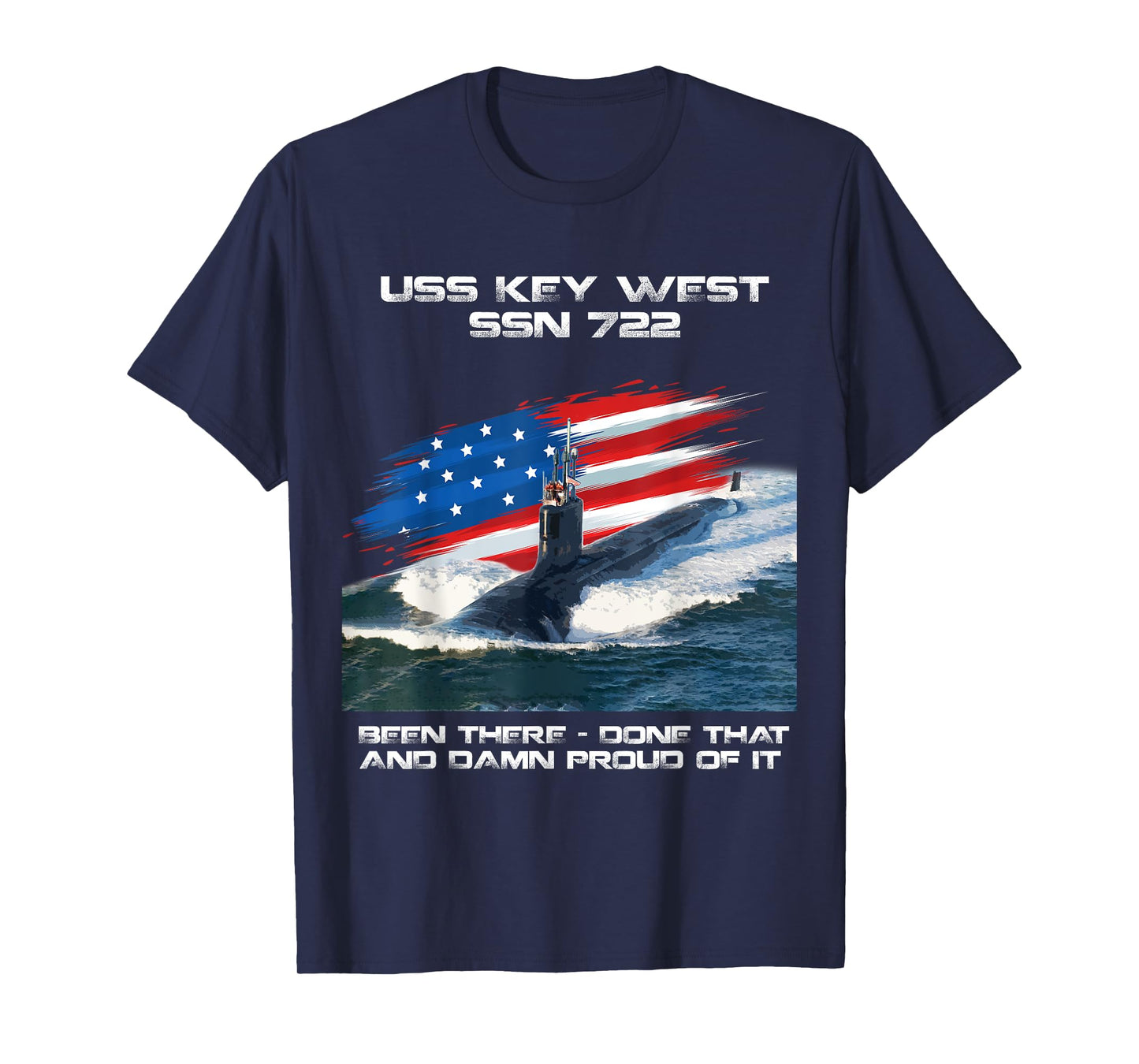 USS Key West SSN-722 American Flag Submarine Veteran Xmas T-Shirt for Women Men