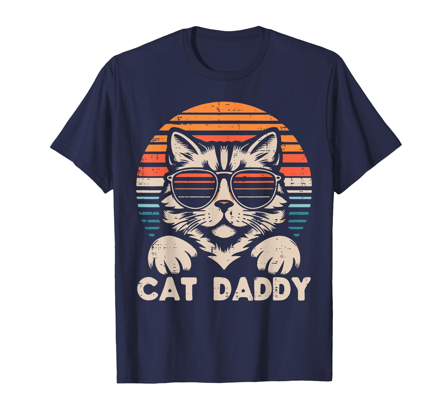 Cat Daddy Sunglasses Sunset Retro Fur Dad Papa Kitten Men T-Shirt
