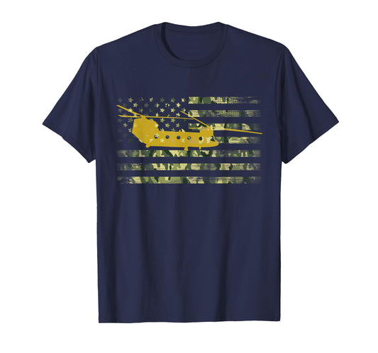 CH-47 Chinook Camo Flag Military Helicopter Shirt T-Shirt