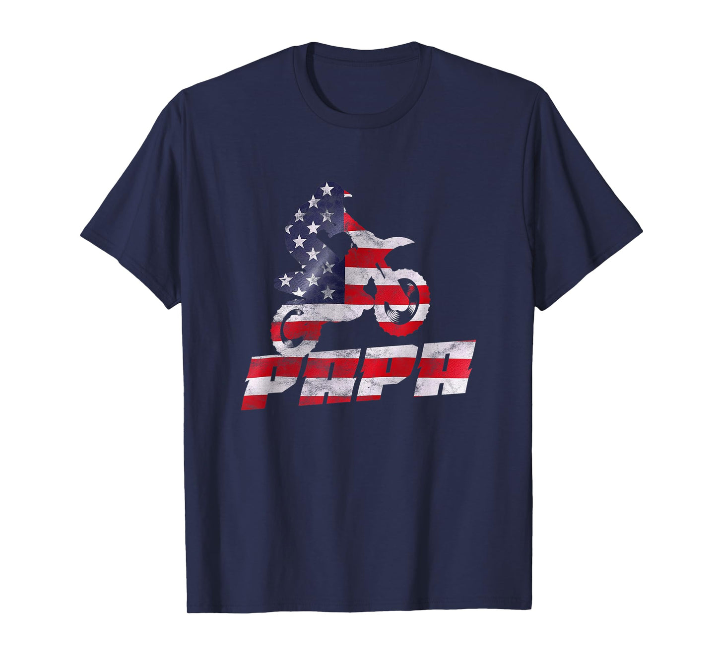 American Flag Motocross Papa Gift Motorbike Dirtbike Father T-Shirt for Men