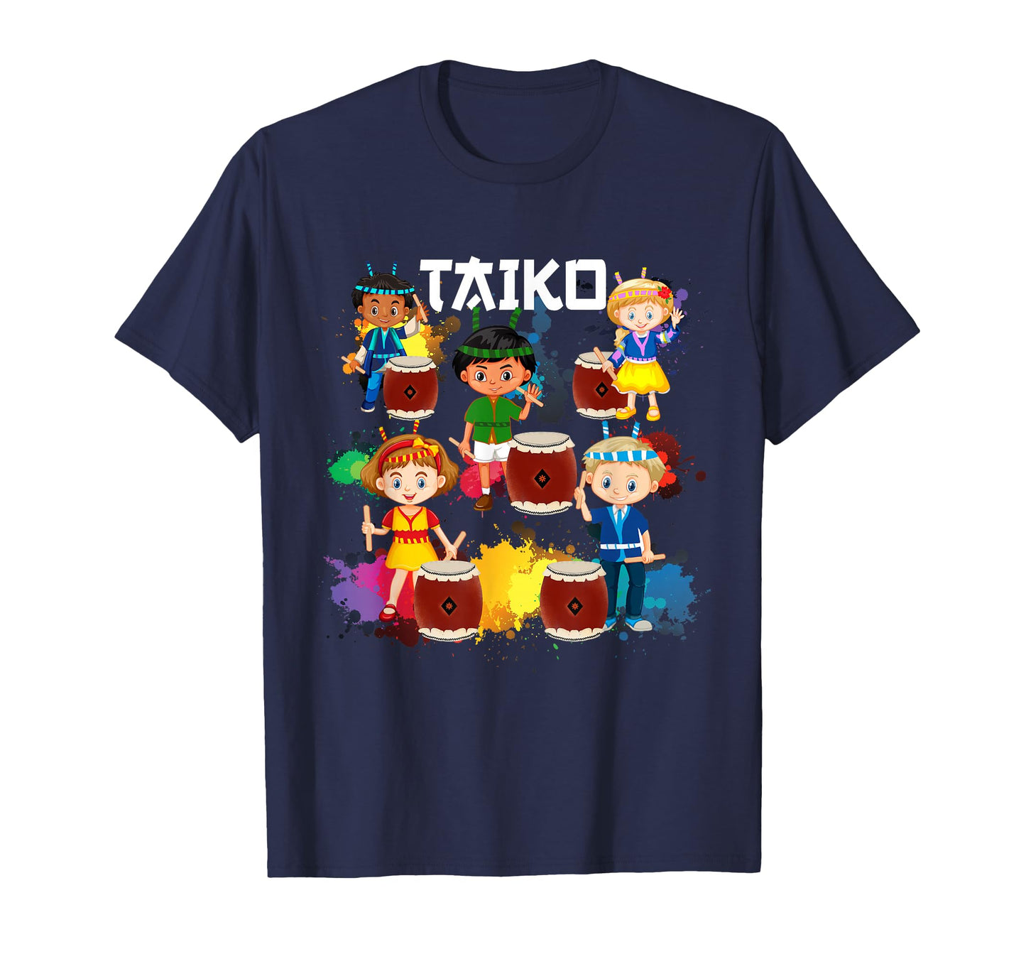 Cool Colorful Taiko Drummer Kids Boys Girls Teens T-Shirt