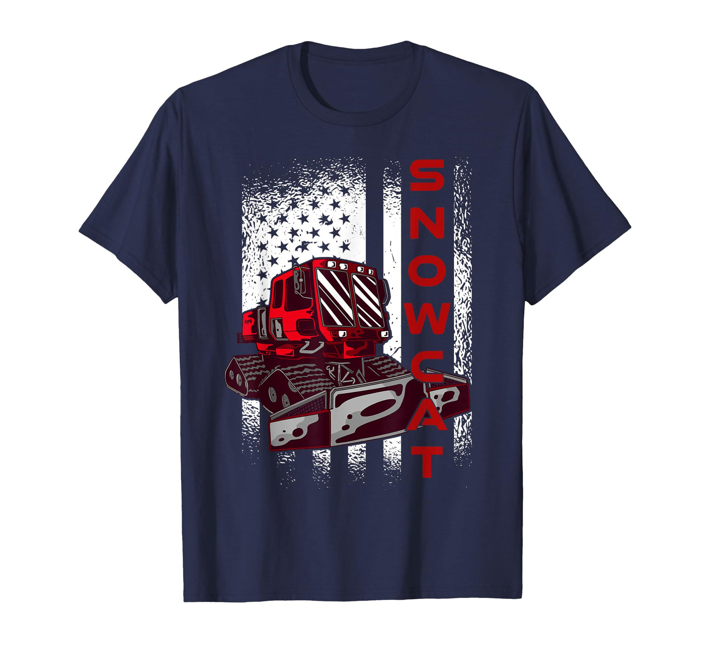 Snow Groomer Cool Snowcat Winter Sport US Flag Men Women T-Shirt