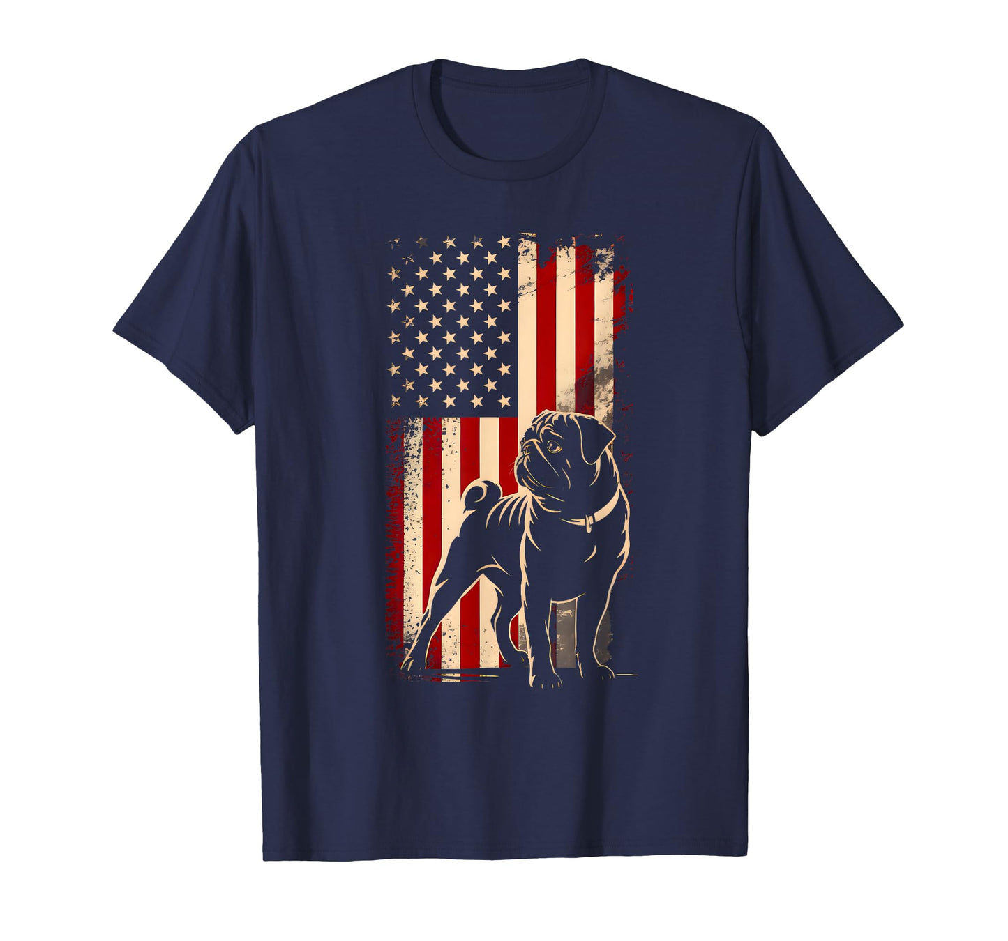 Pug American US Flag 4th Of July Patriot Dog Lover Men Women T-Shirt