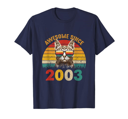 22nd Birthday Party 22 years old Cat Awesome Since 2003 T-Shirt