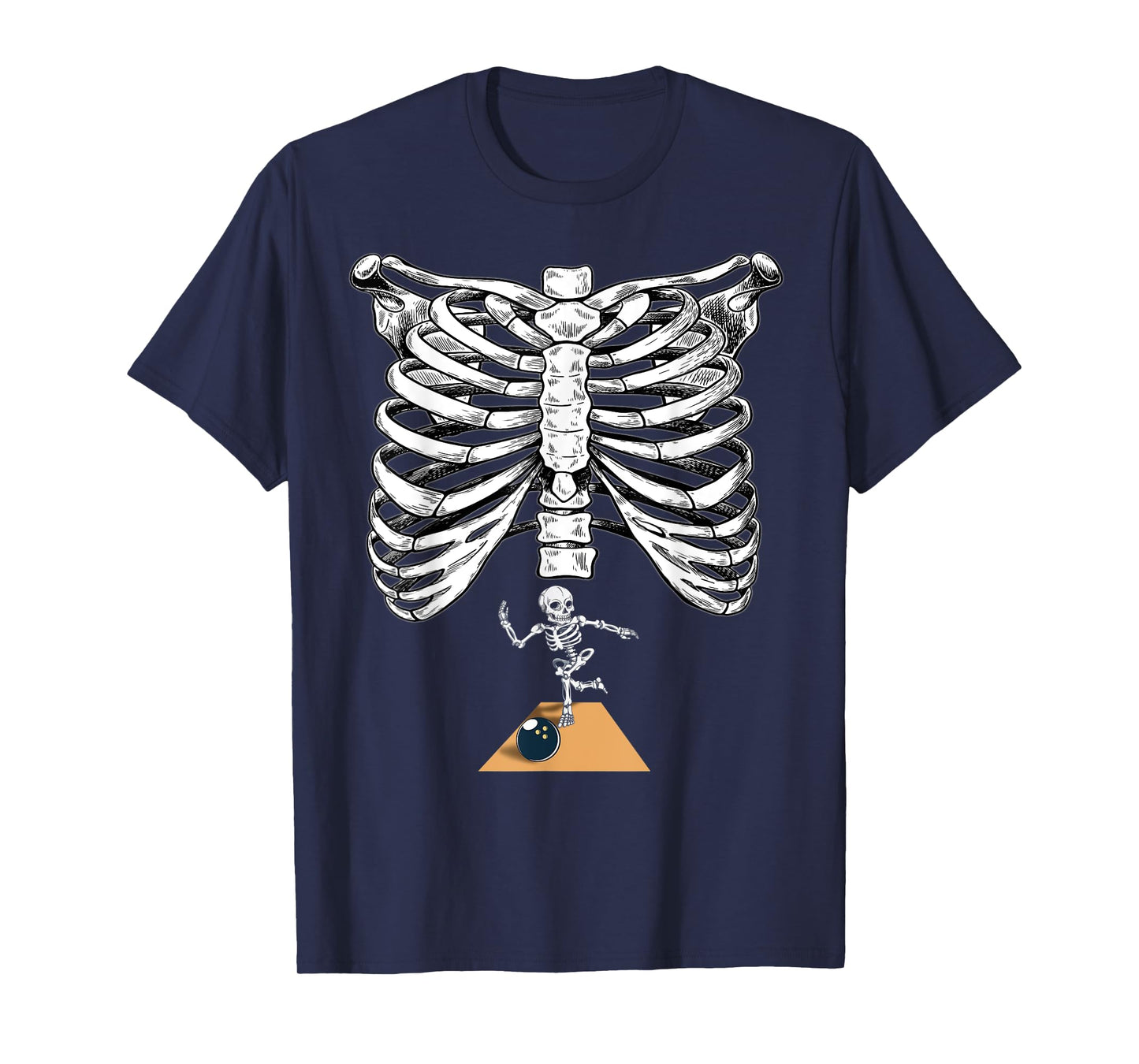 Skeleton Bowling Pregnancy Halloween Bowler T-Shirt