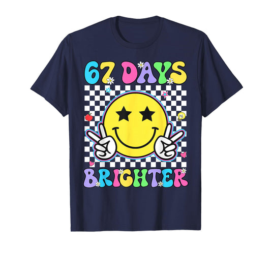 67th Day of School Shirt 67 Days Brighter Teacher Boys Girls T-Shirt