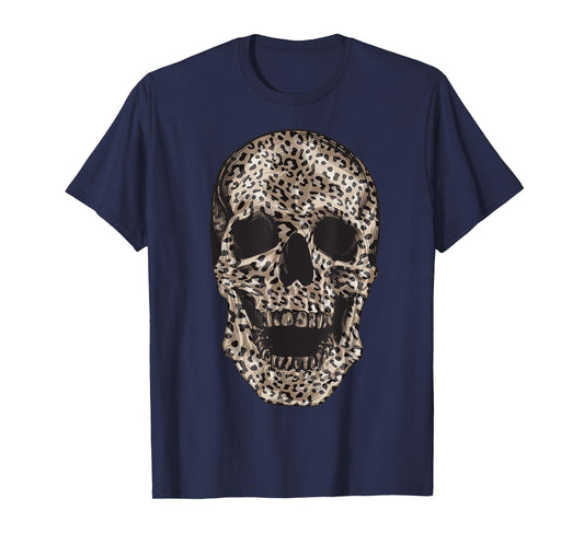 Cool Leopard Print Skull | Funny Animal Skin Head Bone Gift T-Shirt