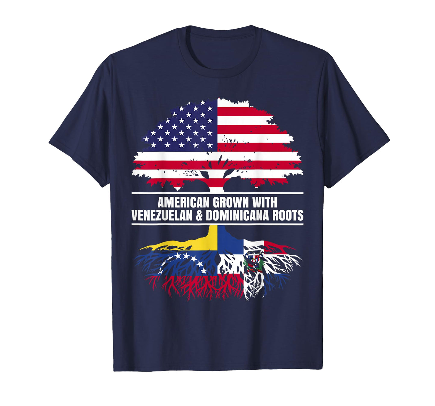 American Grown with Flag Heritage Venezuelan Dominican Roots T-Shirt