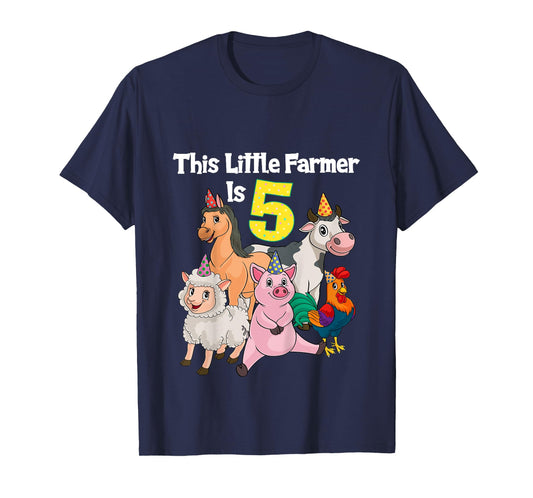 Barnyard 5 Year Old Farm Animals 5th Birthday T-Shirt