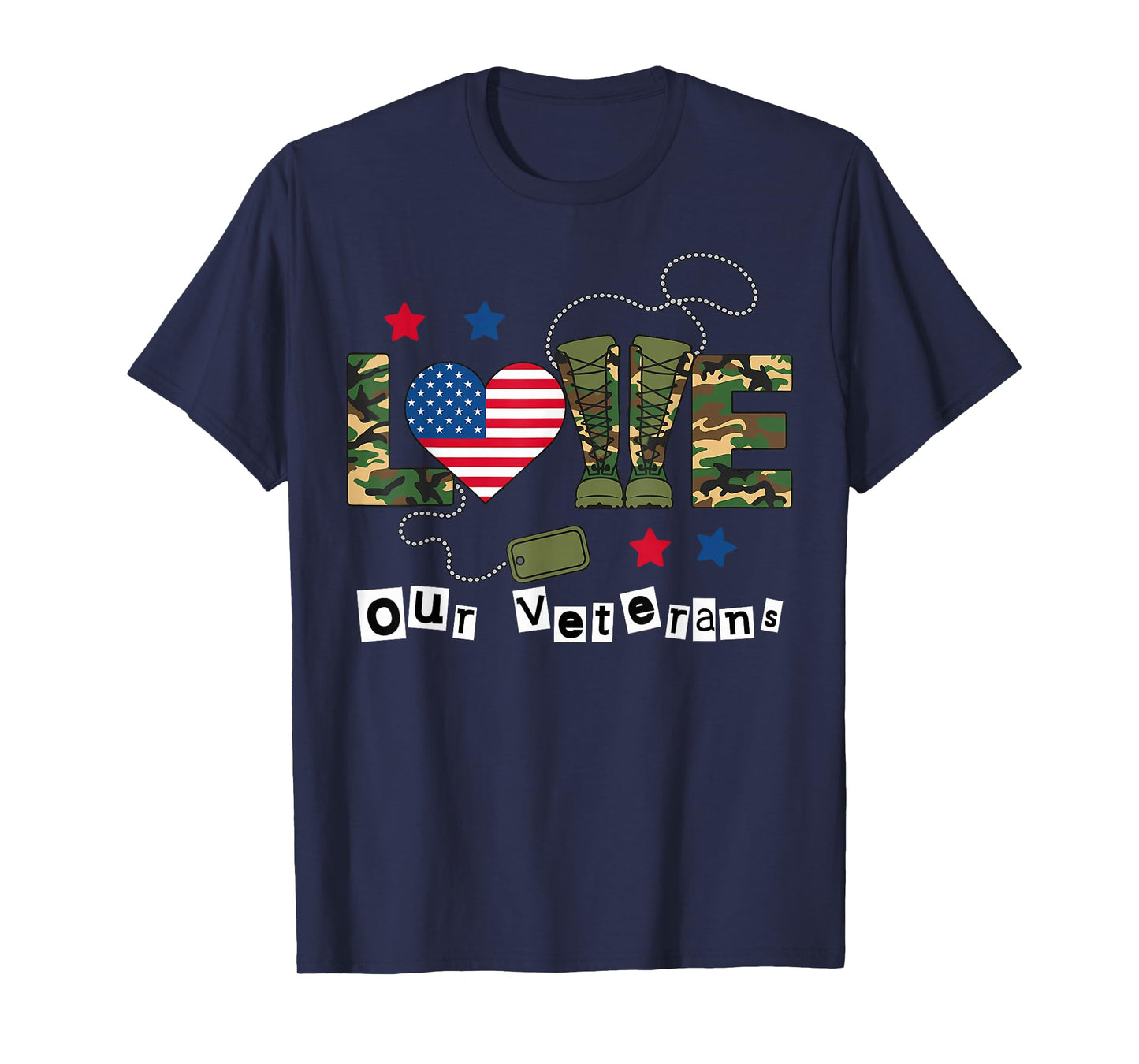 Love Our Veterans Day Proud Military American Flag T-Shirt
