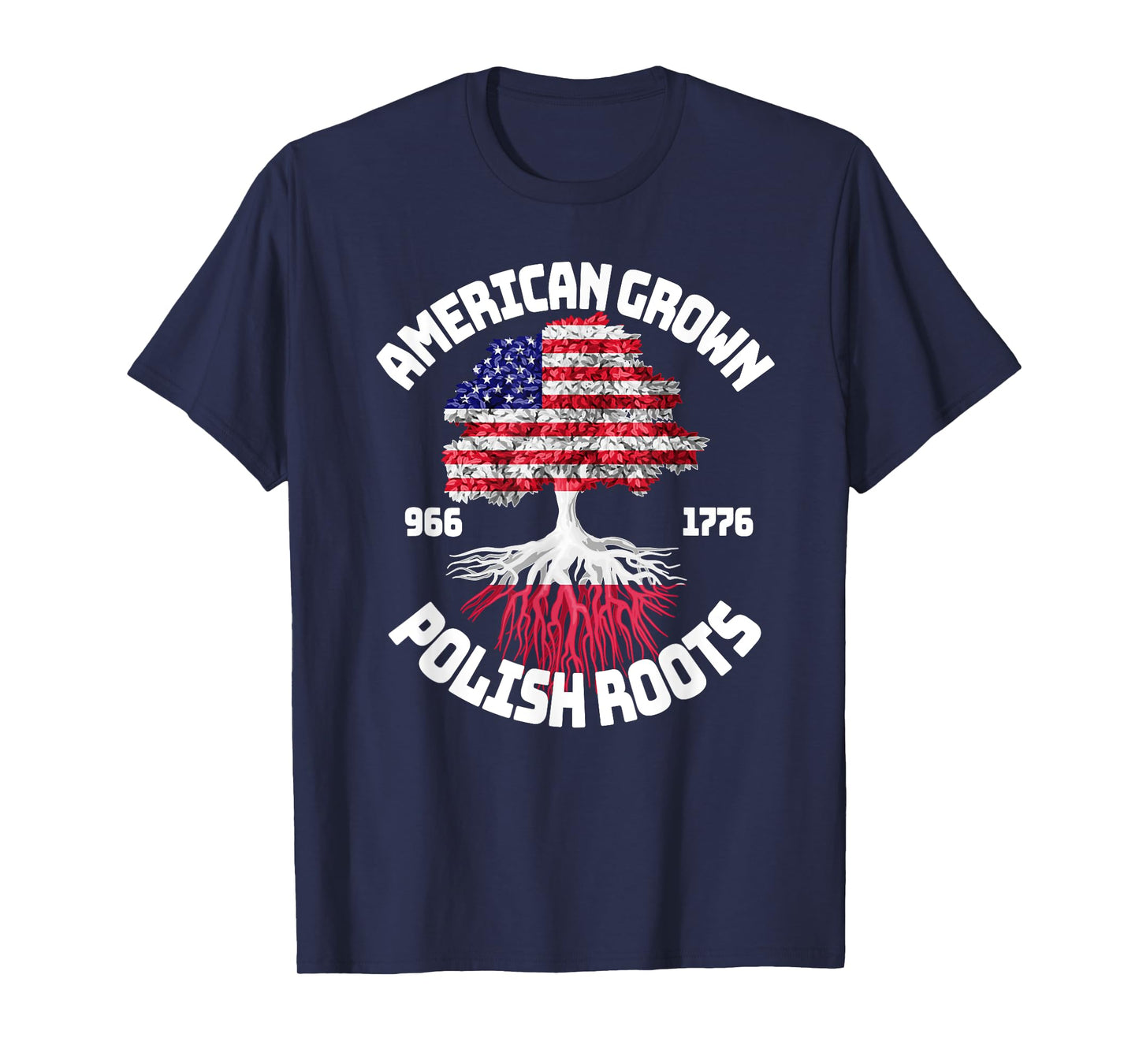American Grown Polish Roots T-Shirt Polish American Flag T-Shirt