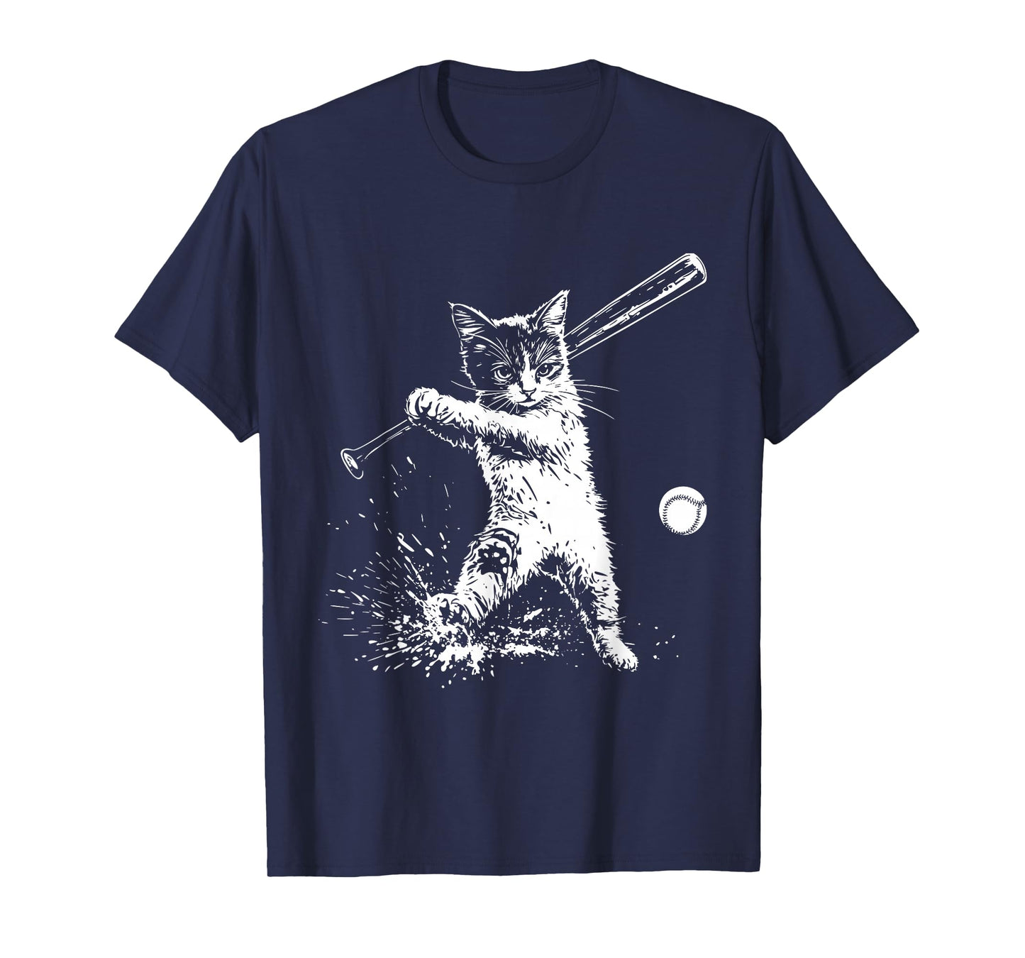 Funny Cat Baseball Graphic T-Shirt
