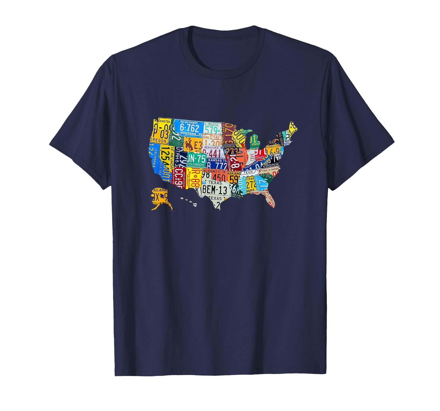 License Plate American Flag US Map Art American Map Shirt T-Shirt