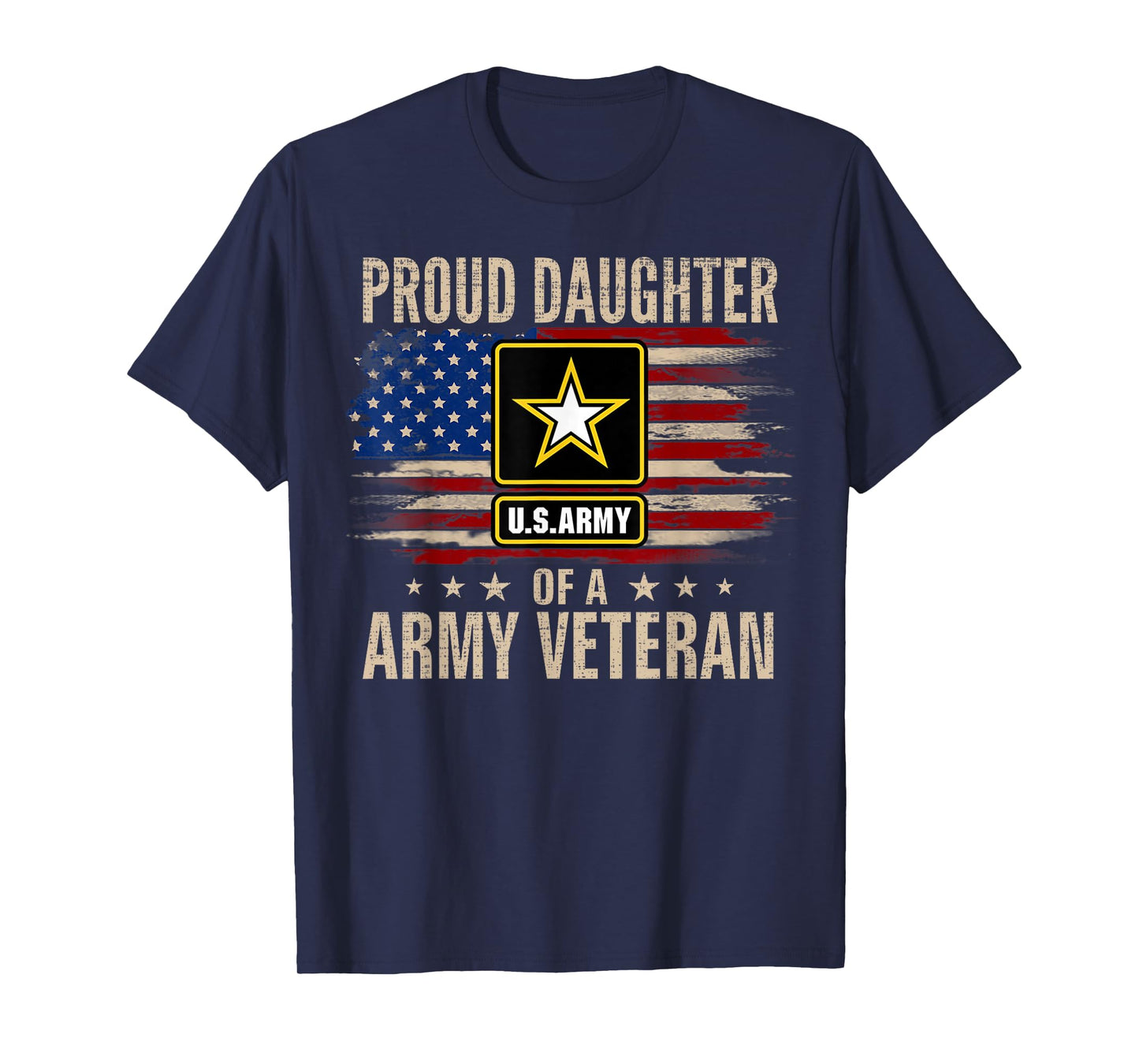 Vintage Proud Daughter of A Army Veteran with American Flag T-Shirt