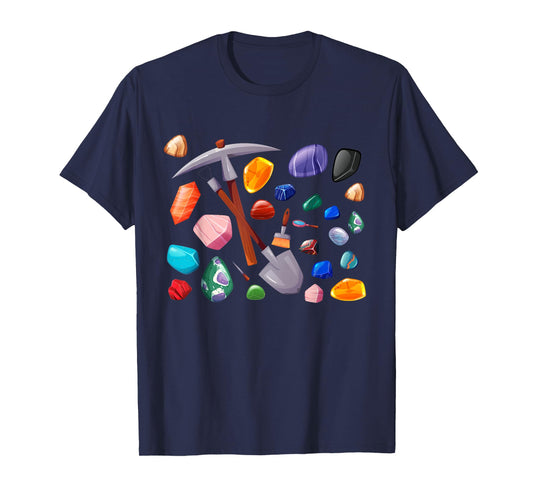 Crystals Minerals Hobby Geologist Gemstone Quotes Mining Tools Graphic Funny Science Gem Hunters Scientists T-Shirt, Small, Black