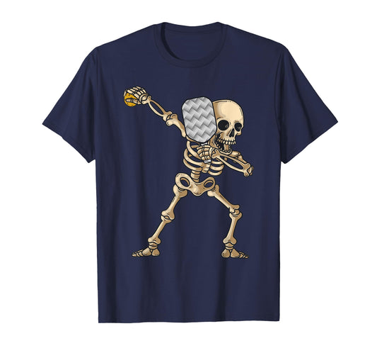Halloween Pickleball Costume Dabbing Skeleton Pickleballer T-Shirt