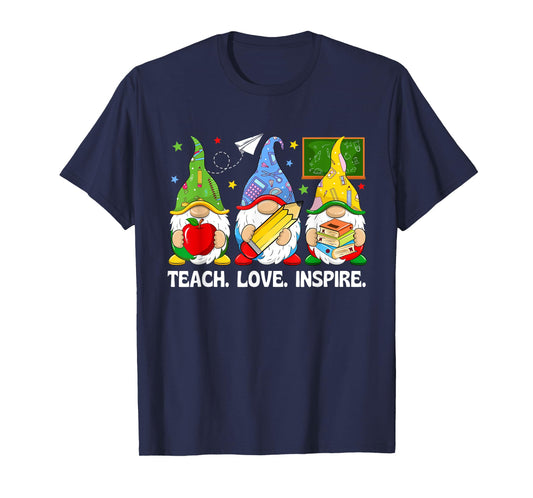 Cute Gnomes Teach Love and Inspire Back to School Teacher T-Shirt