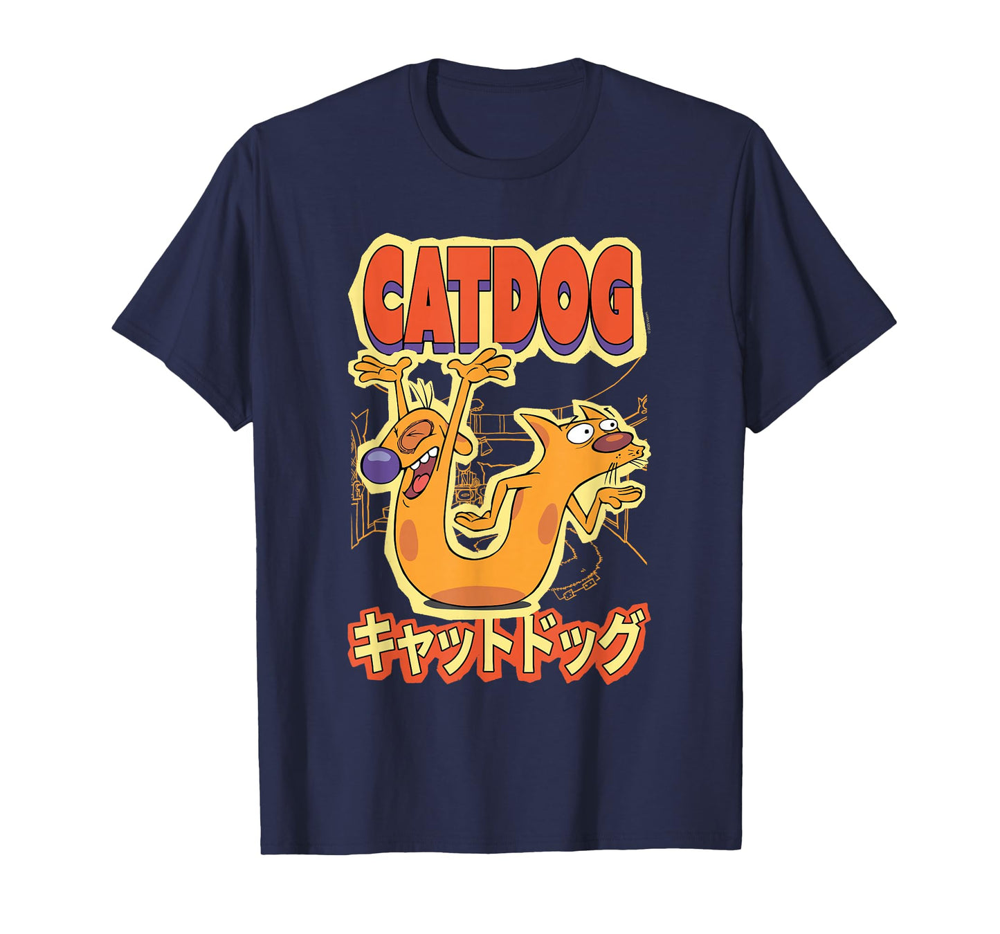 CatDog Dancing Kanji Logo Cartoon T-Shirt