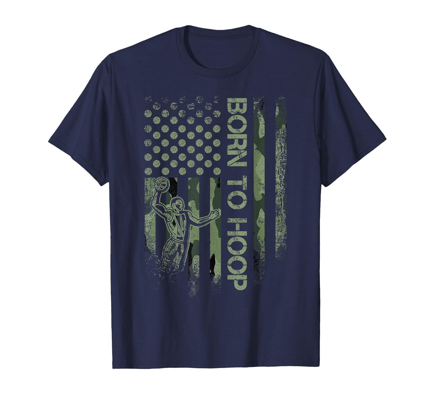 Vintage USA Camouflage Born To Hoop - Basketball Player Love T-Shirt