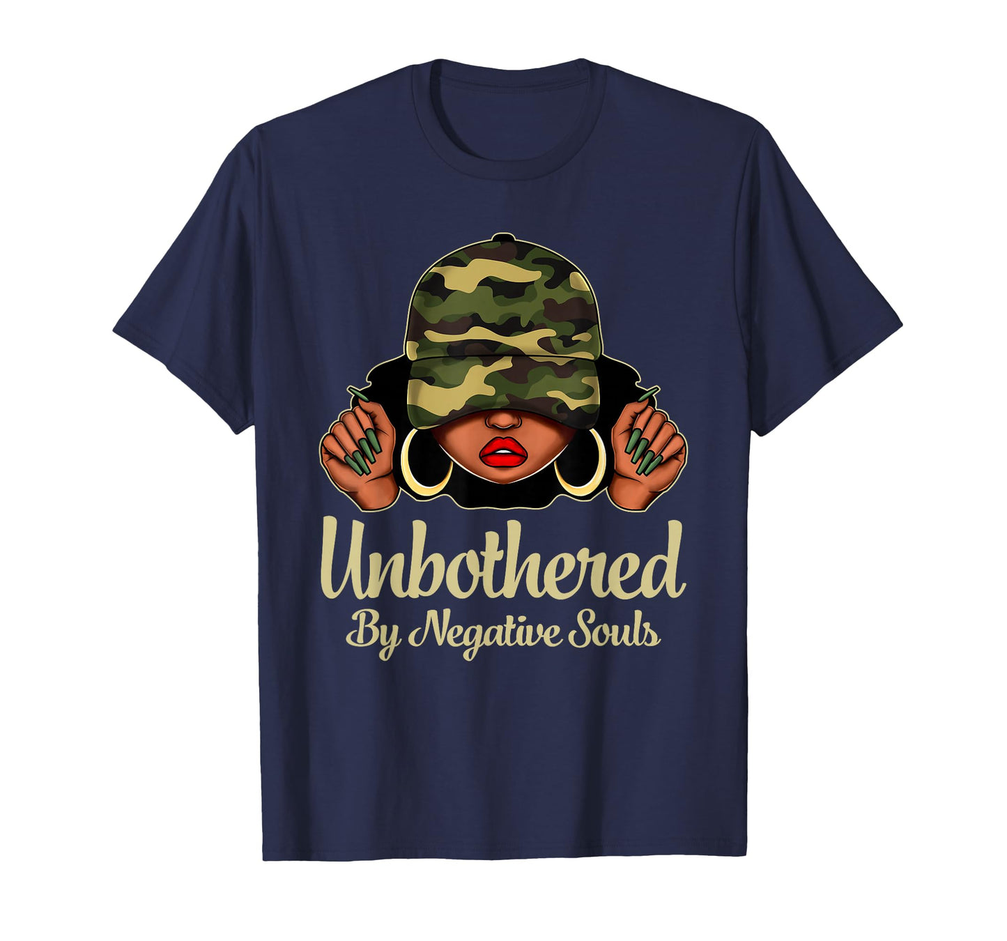 African American Afro Queen Camo Black Woman Unbothered T-Shirt