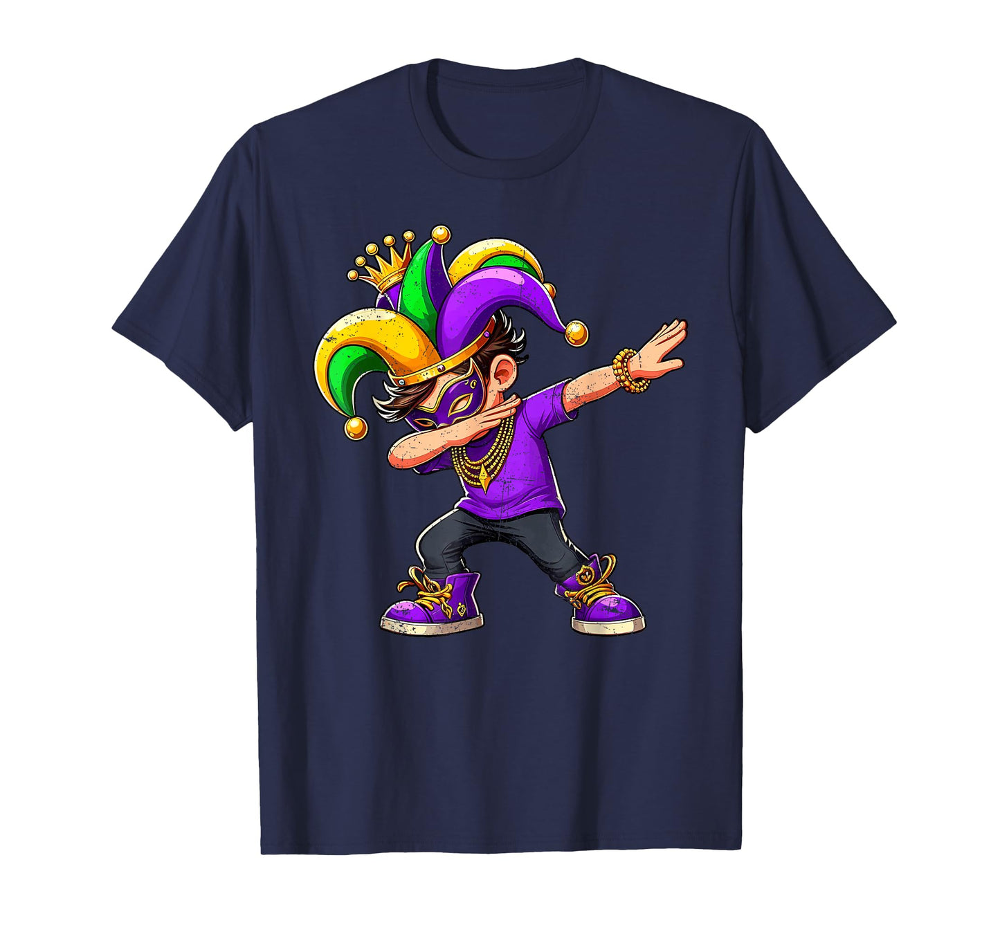 Dabbing Mardi Gras For Black Boy Outfit Jester Hat Kid T-Shirt