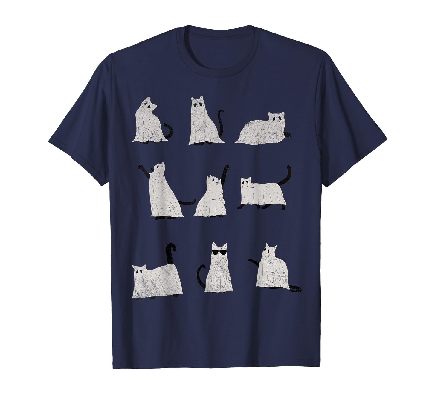 Scary Boo Cute Ghost Cat Kitty Vintage Halloween Costume T-Shirt for Men Women Kids