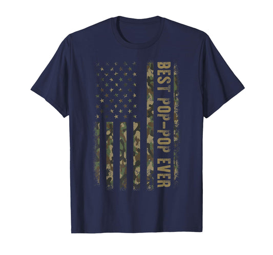 Best Pop Pop Ever Camouflage American Flag Father's Day T-Shirt