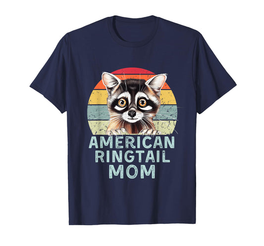 American Ringtail Cat Mom Funny Retro Vintage Cats Heartbeat T-Shirt