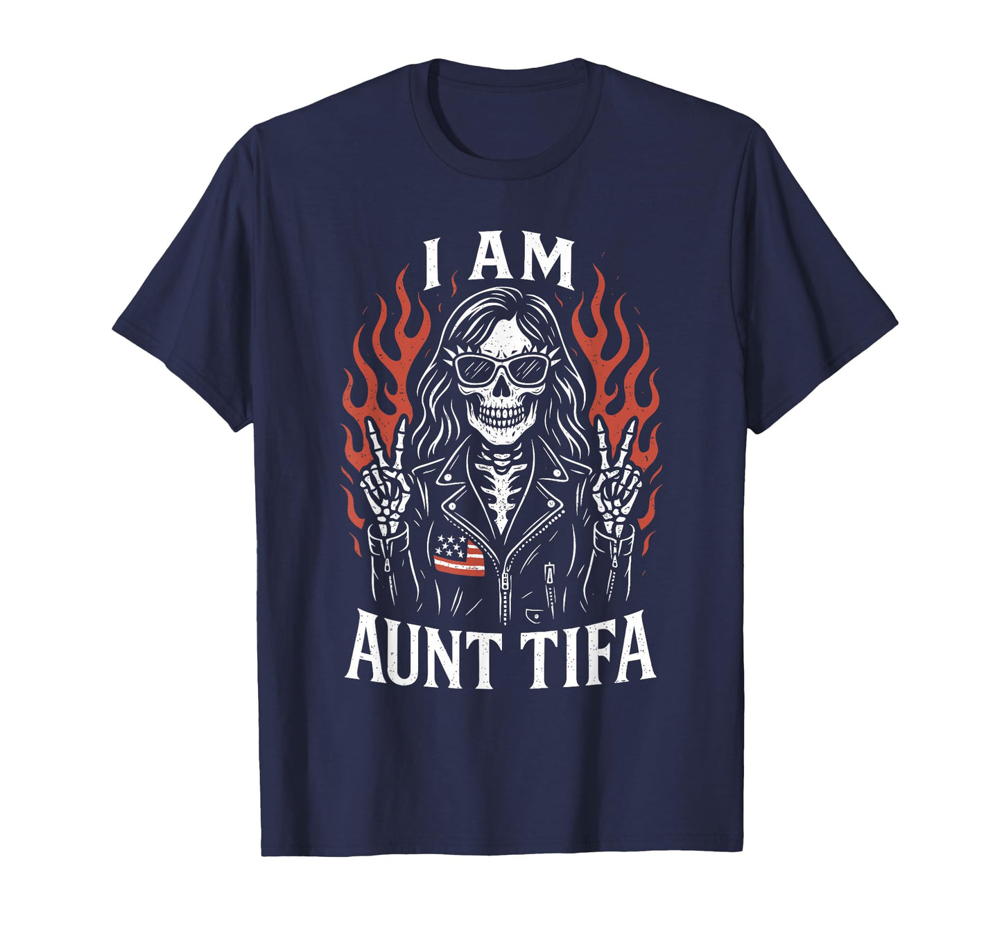 I Am Aunt Tifa Funny Skeleton Biker Aunt Tifa Design T-Shirt