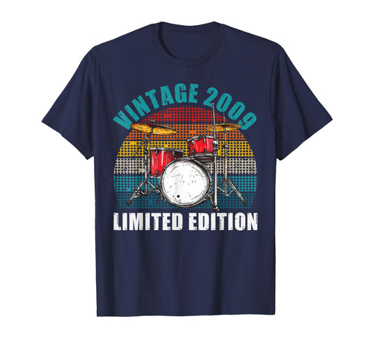 Vintage 16 Years Old Drummer 16th Birthday Drum Set Drumming T-Shirt