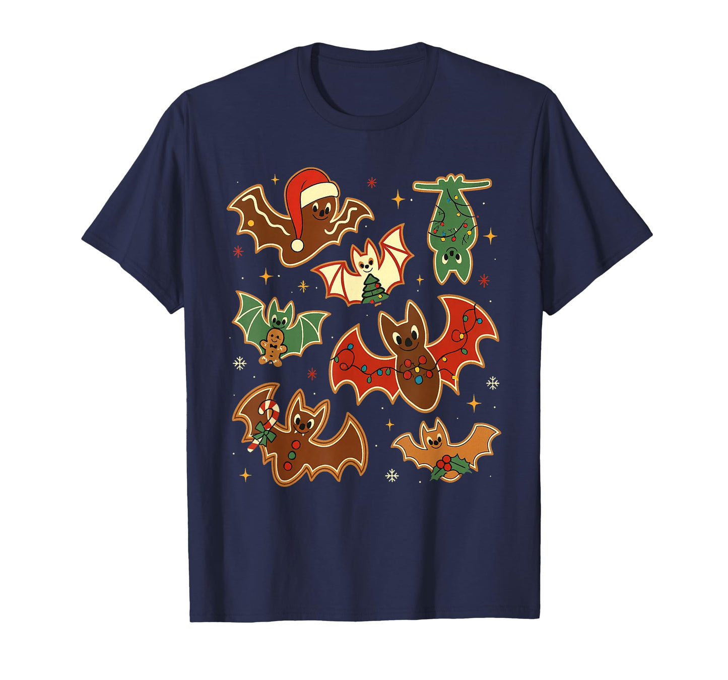 Cute Gingerbread Bats Spooky Christmas Cookie Merry Batmas T-Shirt