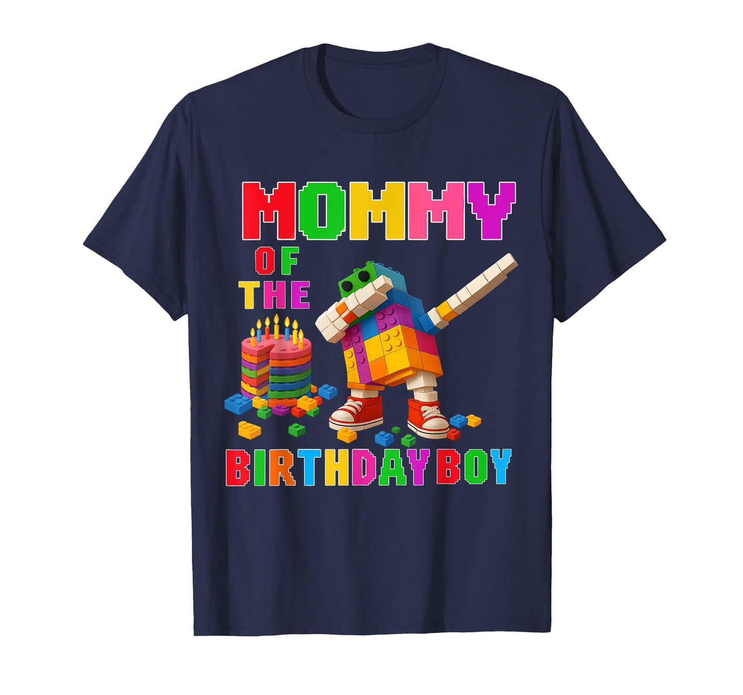 Mommy of The Birthday Boy Building Bricks Family Matching T-Shirt