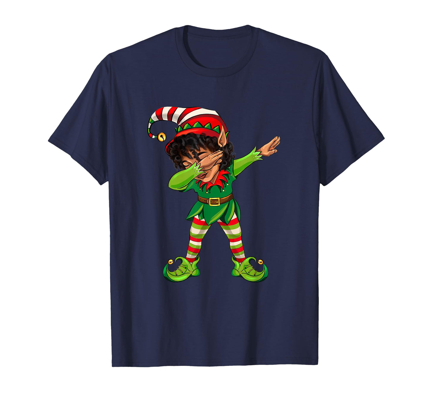 Cute African American Dabbing Elf Black Elf Christmas Party T-Shirt