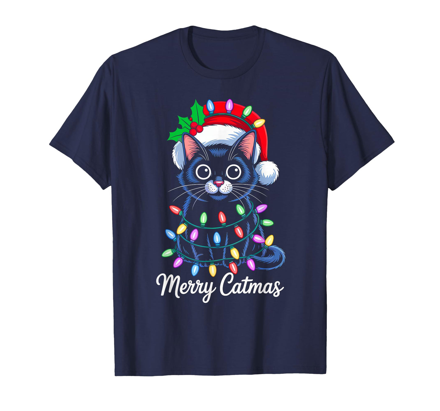 Merry Catmas Santa Christmas Cat Kitten Funny Xmas Pajamas T-Shirt