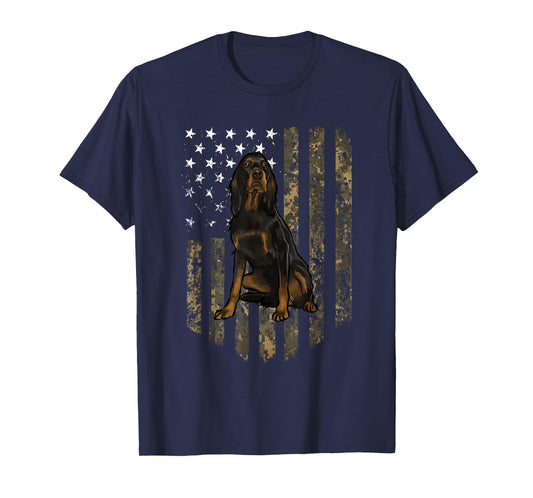 Camo American Flag Gordon Setter 4th Of July USA T-Shirt