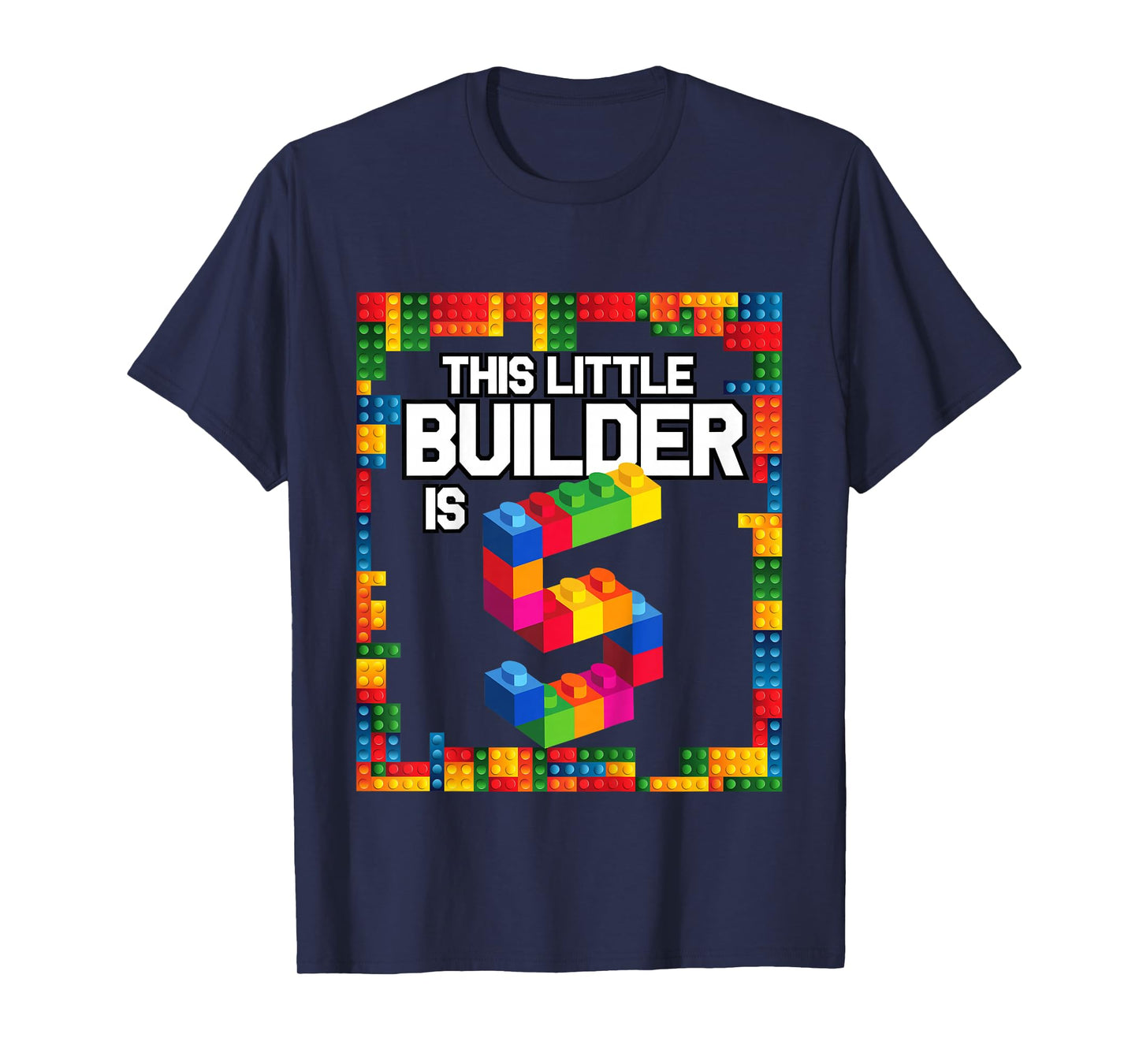 5 Year Old Building Blocks Birthday T Shirt Brick 5th Gift T-Shirt