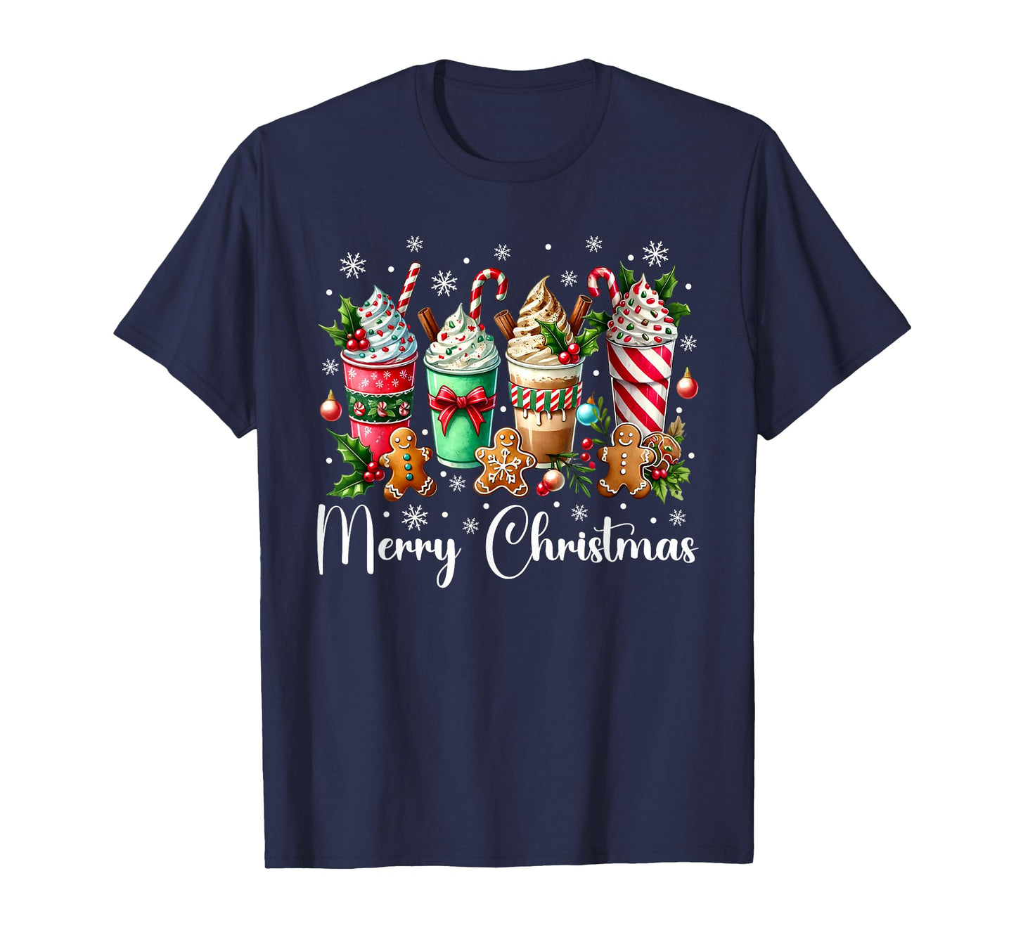 Christmas Pajamas Gingerbread Christmas Coffee Hot Cocoa T-Shirt