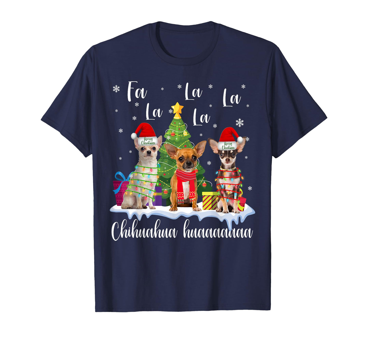 chihuahua dog xmas fa la la la funny ugly christmas sweater T-Shirt