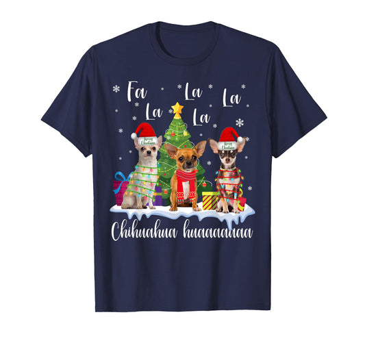 chihuahua dog xmas fa la la la funny ugly christmas sweater T-Shirt