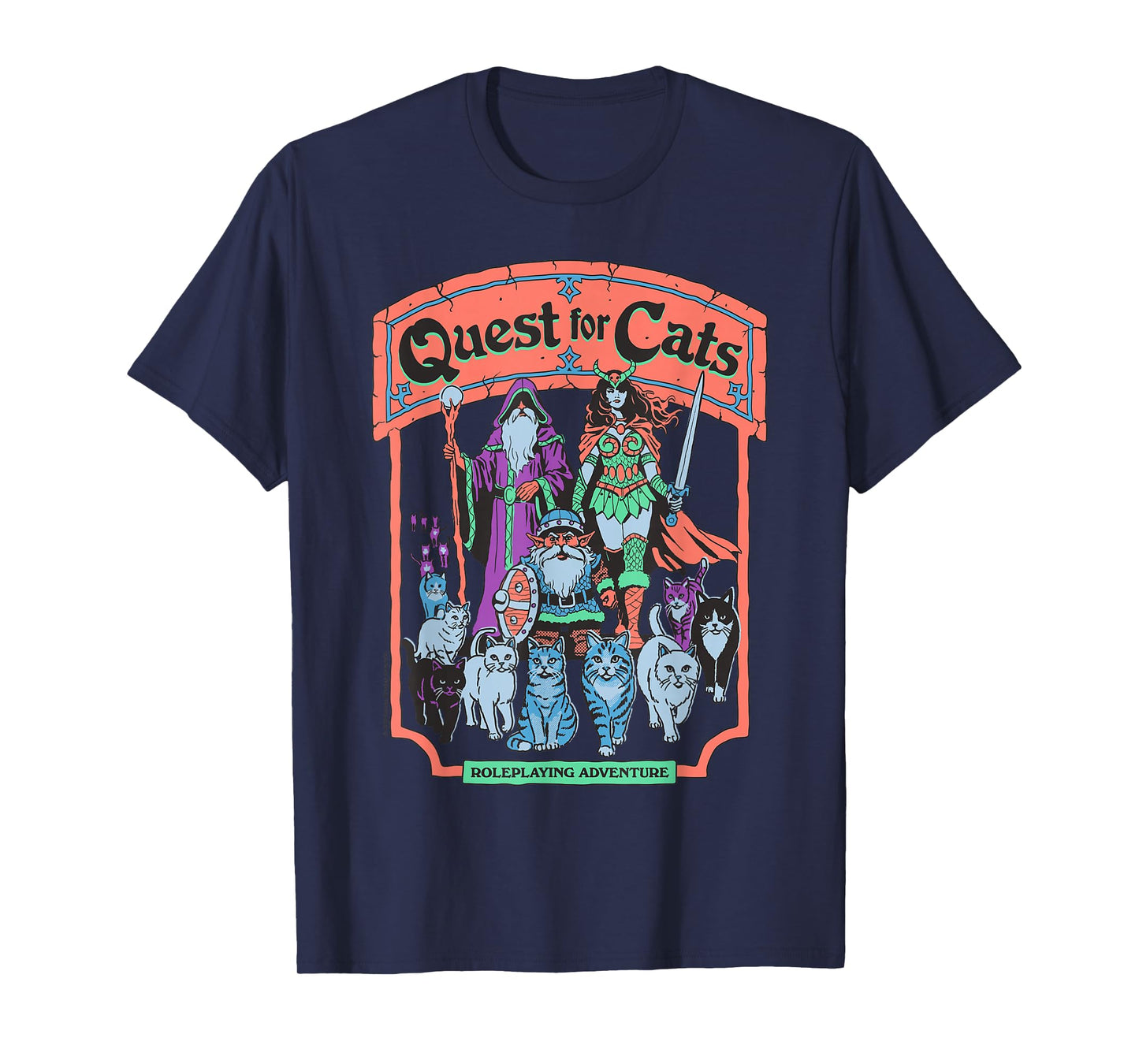 Quest for Cats Roleplay Retro Vintage Funny Adult Humor T-Shirt