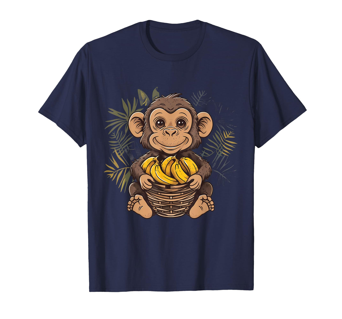 Banana Monkey Cute Monkey Animal Art Drawing Wildlife T-Shirt