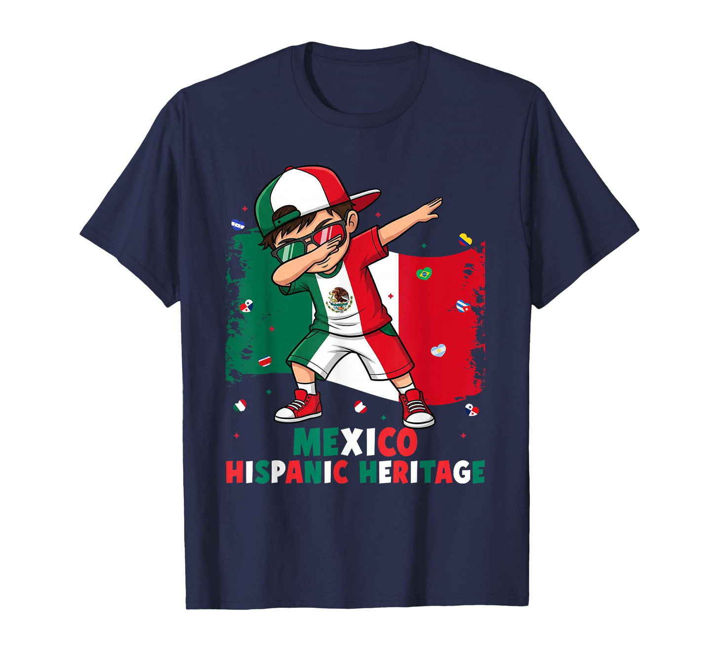 Dabbing Boy Mexico Hispanic Heritage Month Mexico Flag T-Shirt