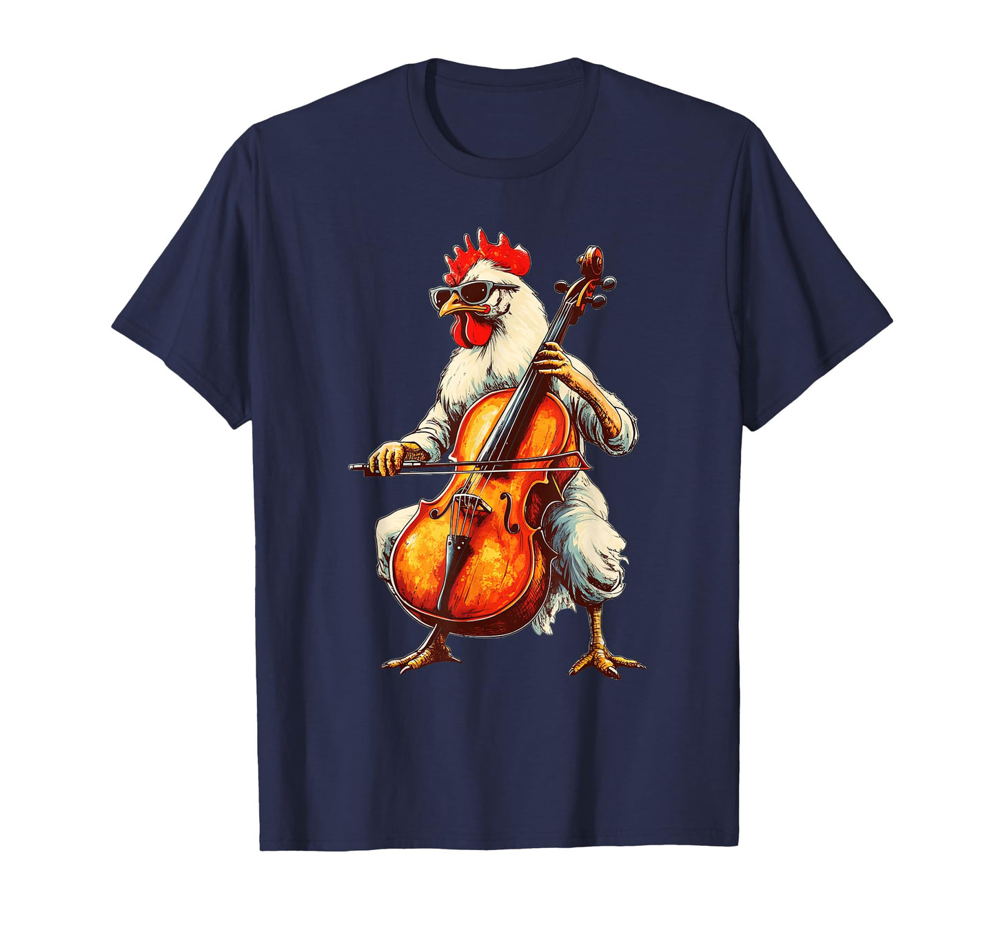 Cute Chicken Playing Cello Musician Music T-Shirt