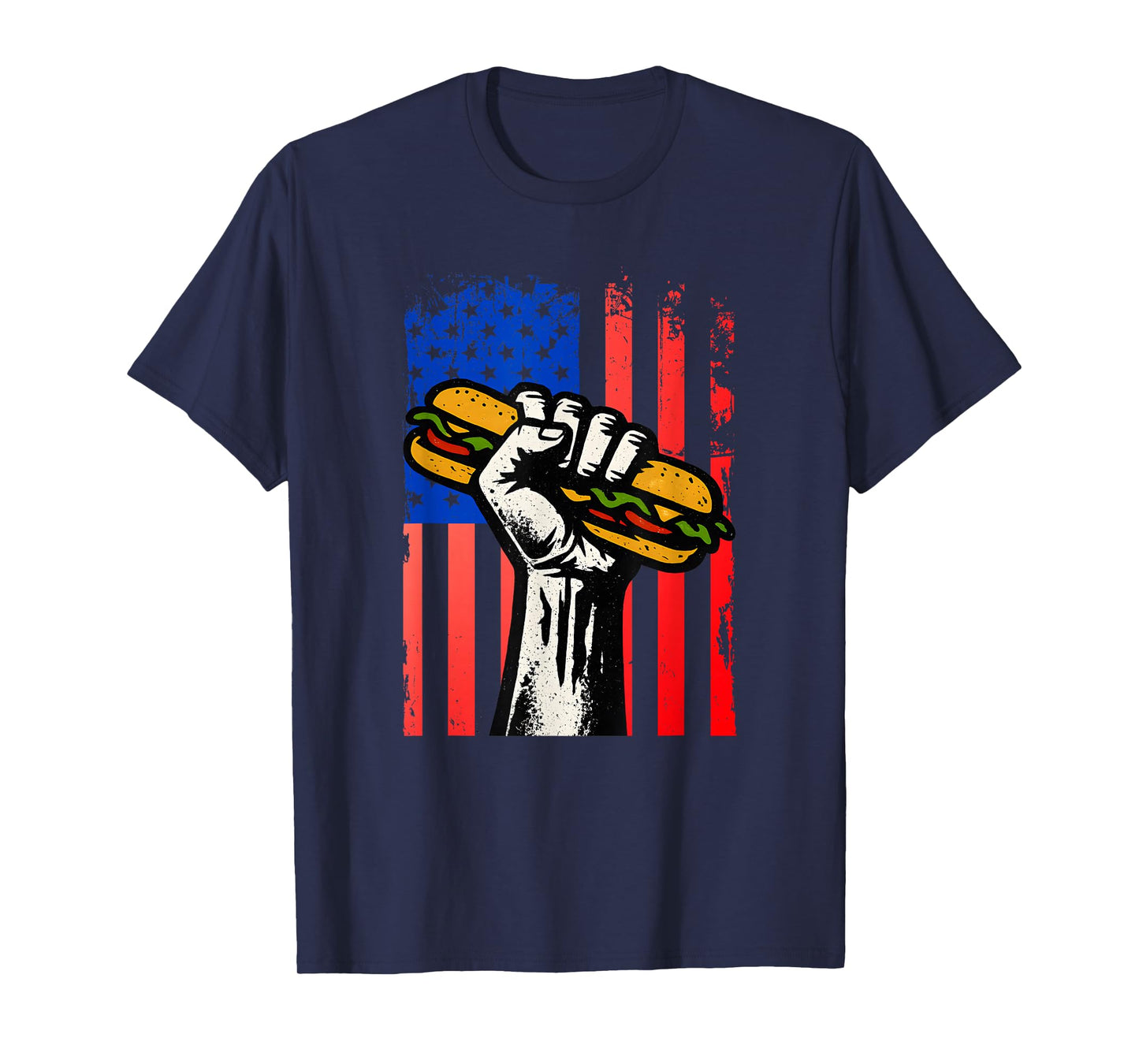 Sandwich USA Flag Protest Fist Humor Men Women T-Shirt