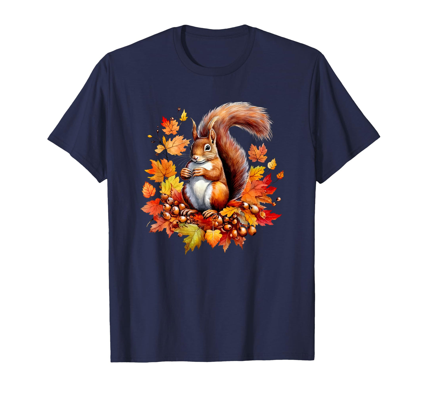 Autumn Squirrel Woodland Pet Fall Leaf Acorns Thanksgiving T-Shirt