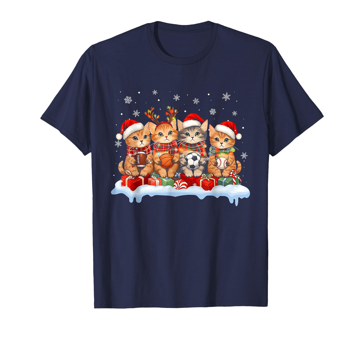 Football Baseball Basketball Player Funny Sport Christmas T-Shirt