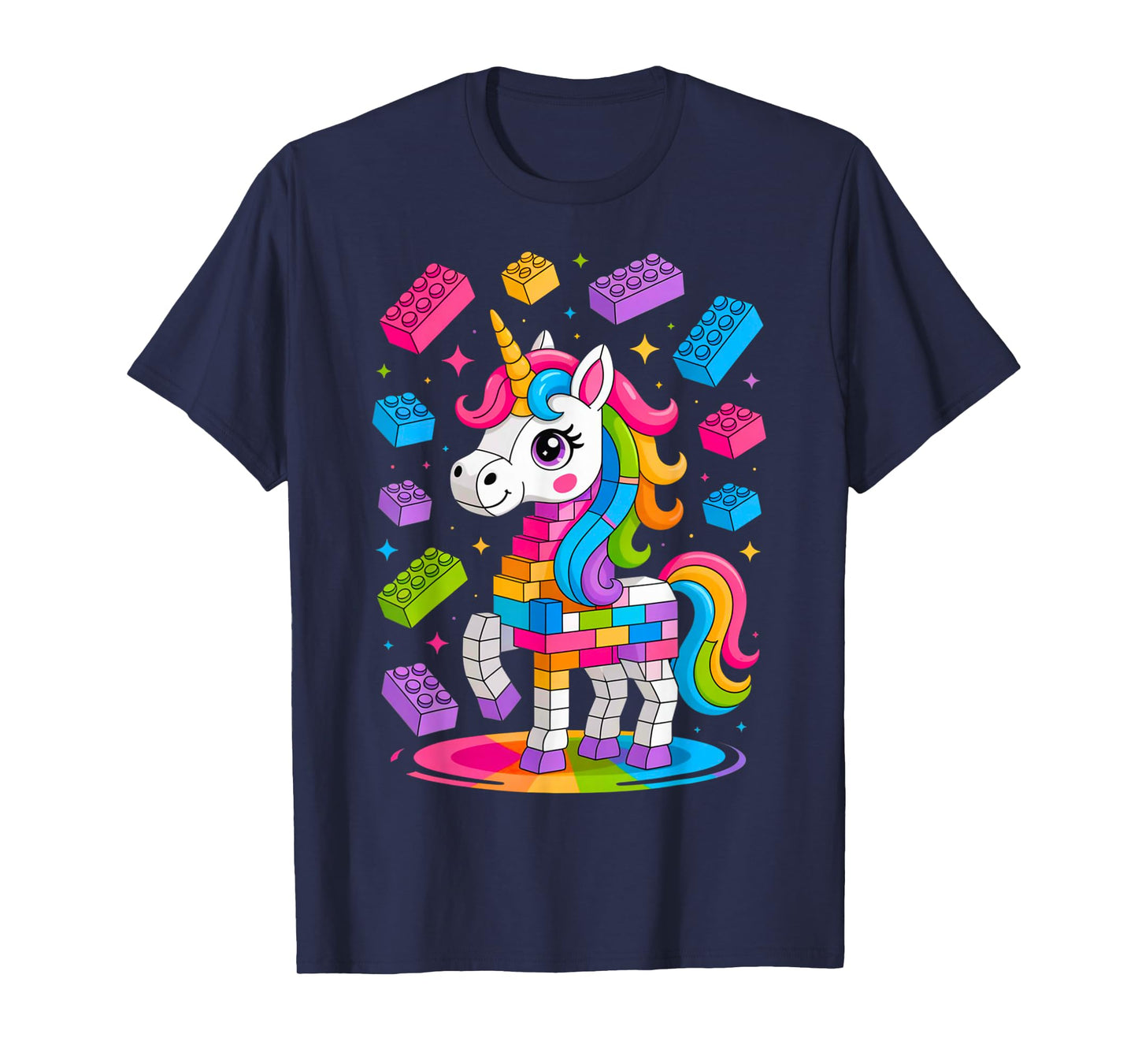Unicorn Lover Master Builder Building Bricks Blocks Toy Kids T-Shirt