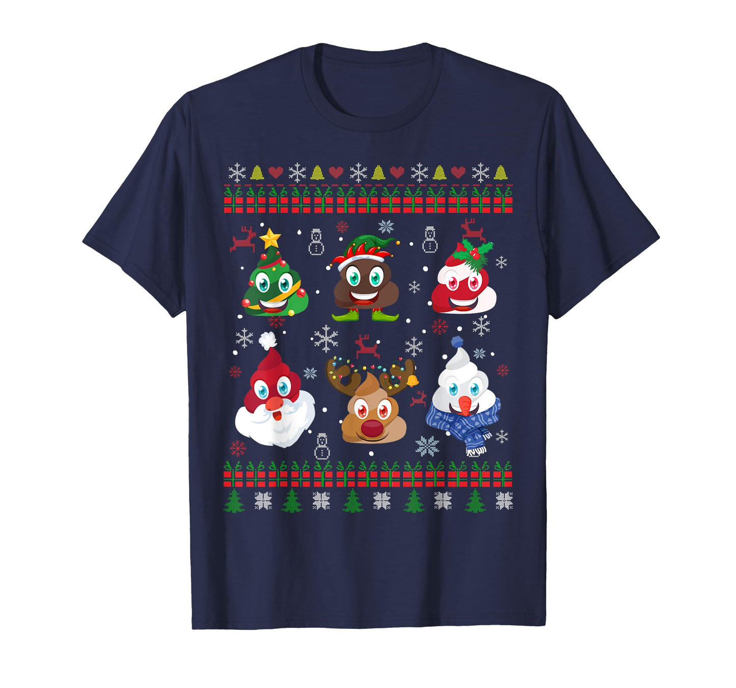 Christmas Poop Santa Elf Reindeer Ugly Christmas T-Shirt